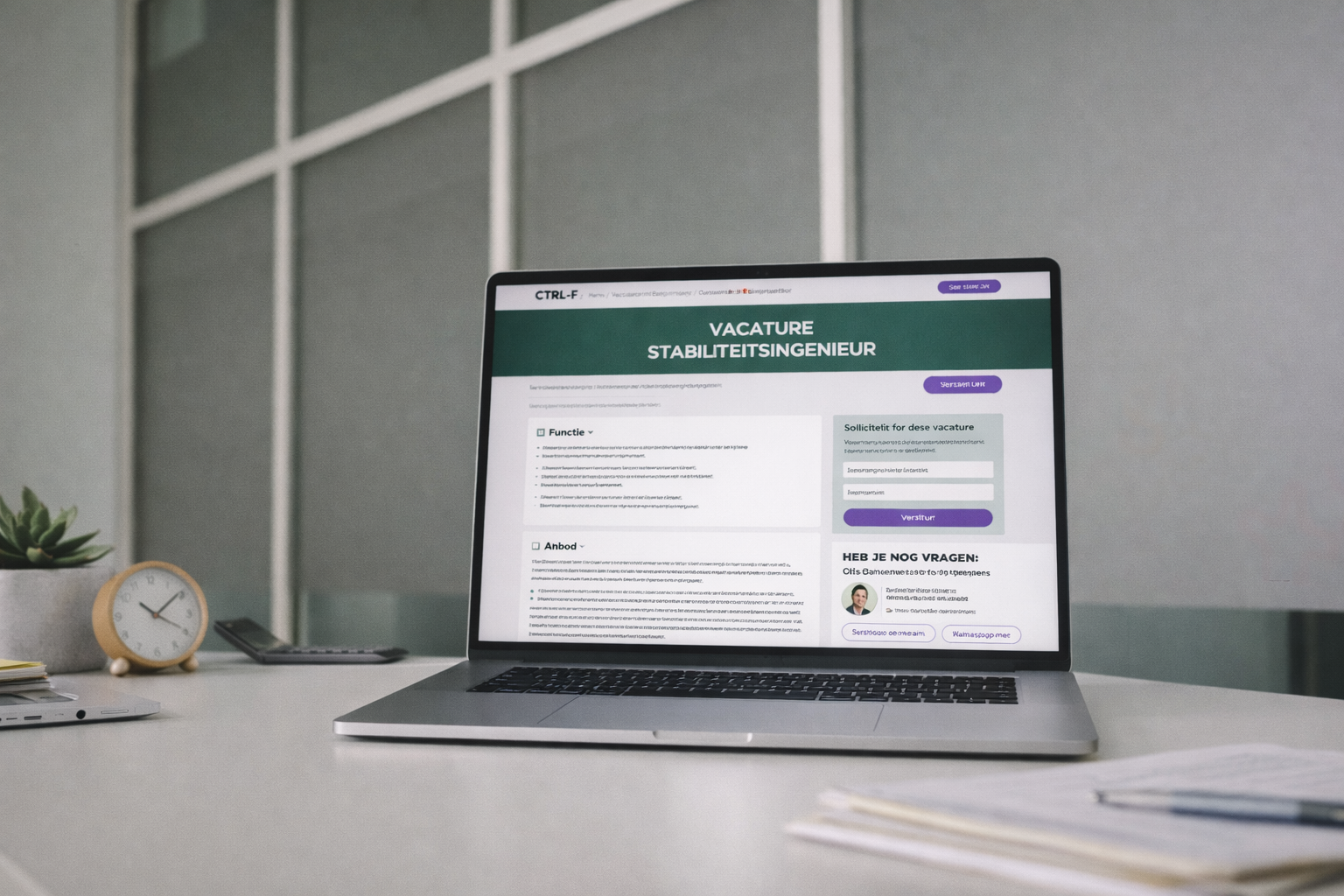 CTRL-F poste vacant sur le site web