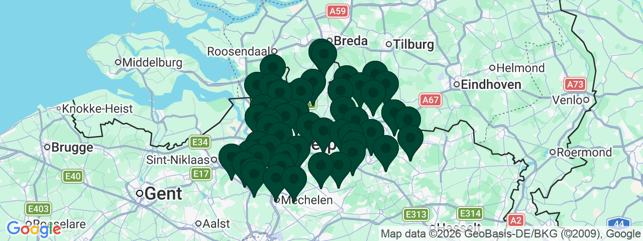 Map showing job vacancies in Antwerp