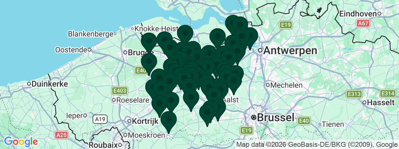 Carte des offres d'emploi en Flandre orientale