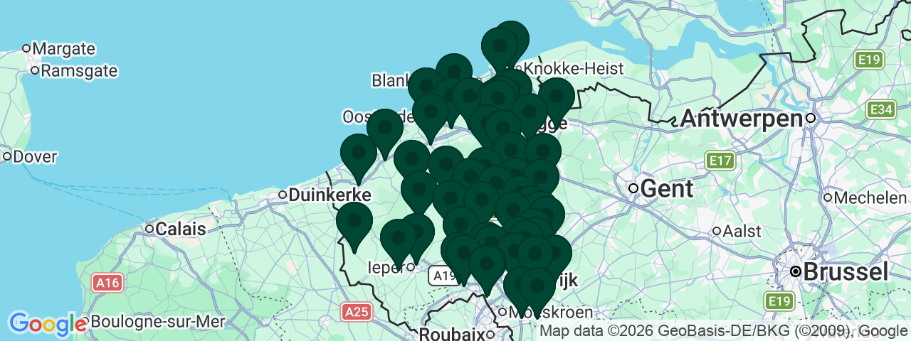 Carte des offres d'emploi en Flandre occidentale